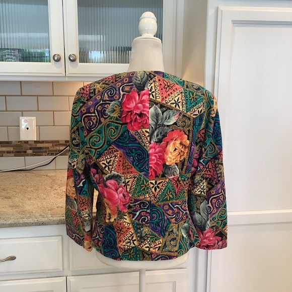 Jacques Fath Paris Vintage Floral Jacket EU Size 42 - Picture 5 of 10